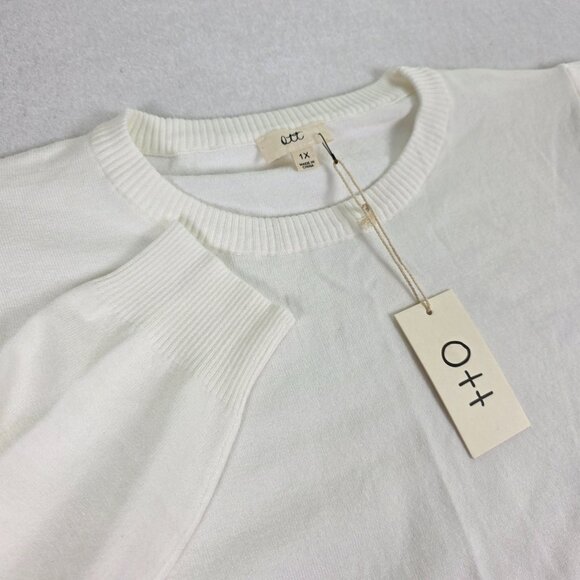Ott Tops - OTT Cream Puff‎ Sleeve Knit Top 1X NWT Sweater